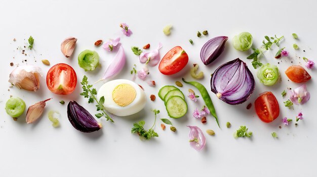 Ingrediente colorate aranjate